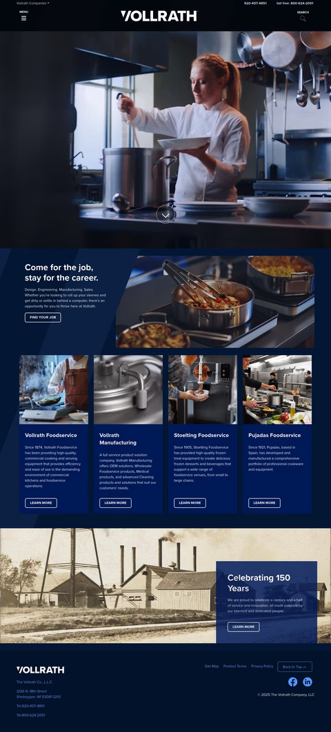 Vollrath-Company Homepage 1440px