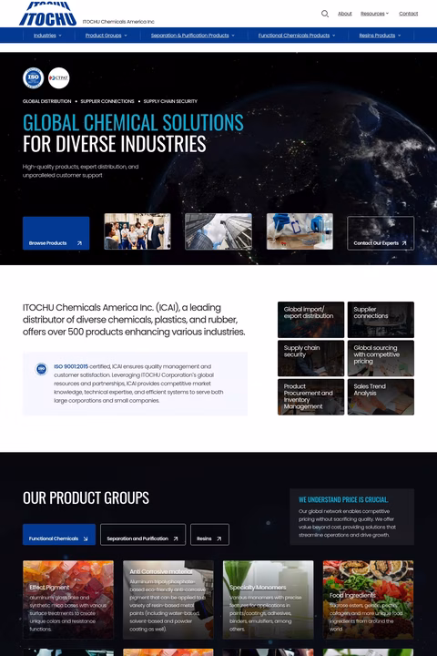 Itochu-Chemicals-America Homepage 1440px