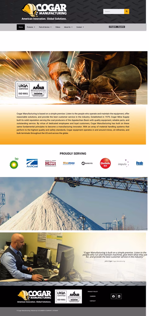 Cogar-Manufacturing Homepage 1440px