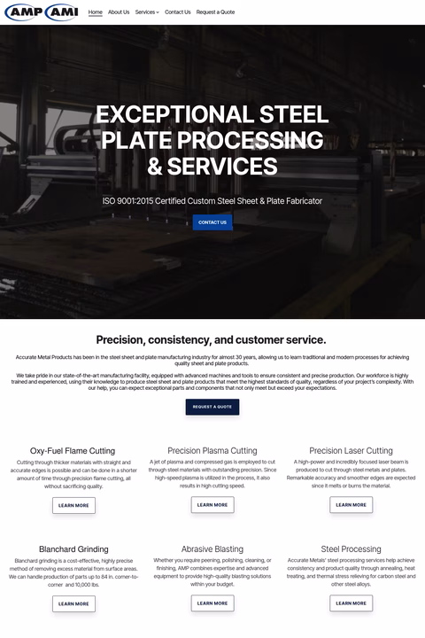 Accurate-Metal-Products Homepage 1440px