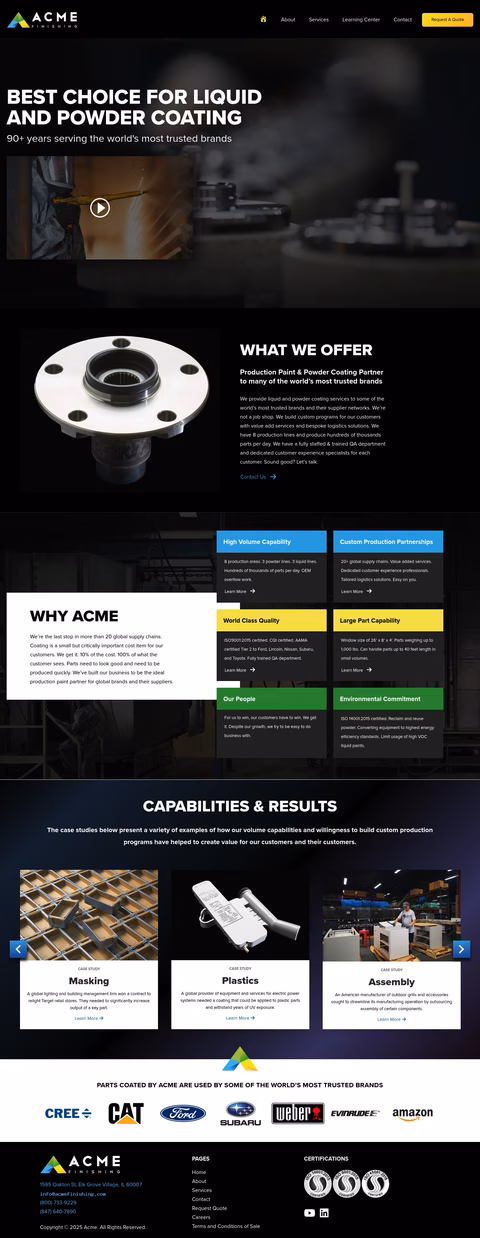 Acme-Finishing Homepage 1440px