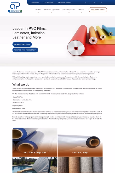 Adams-Plastics Homepage 1440px