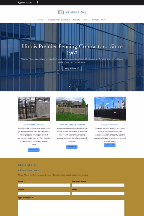 Alliance-Fence-Corp Homepage 1440px