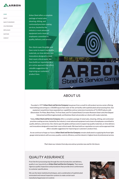 Arbon-Steel-Services Homepage 1440px