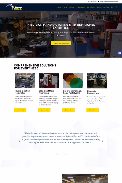 Arc-Industries Homepage 1440px