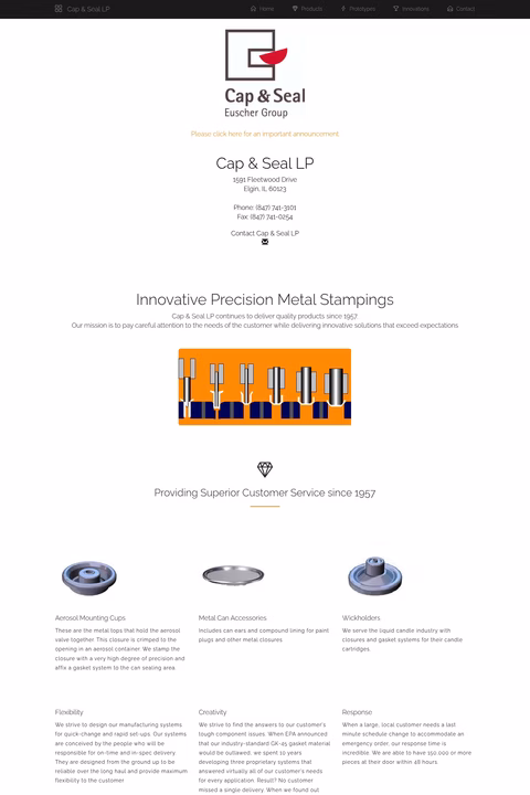 Cap-Seal-Co Homepage 1440px