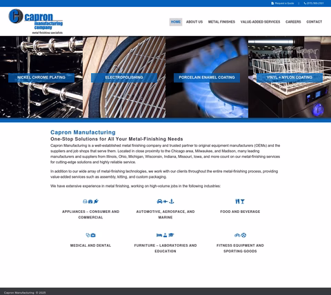 Capron-Manufacturing Homepage 1440px