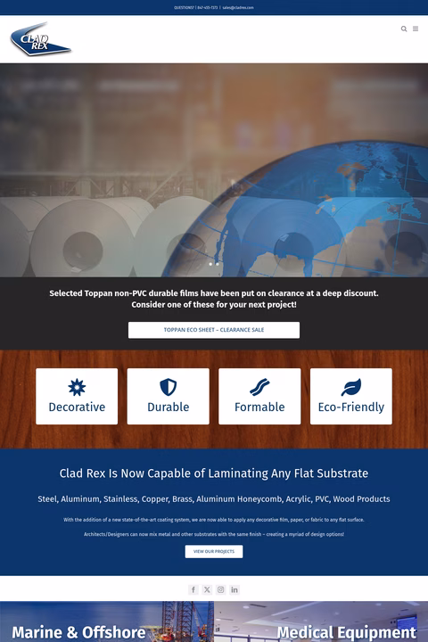 Clad-Rex Homepage 1440px