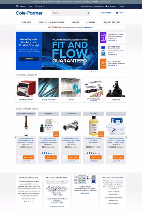 Cole-Parmer Homepage 1440px