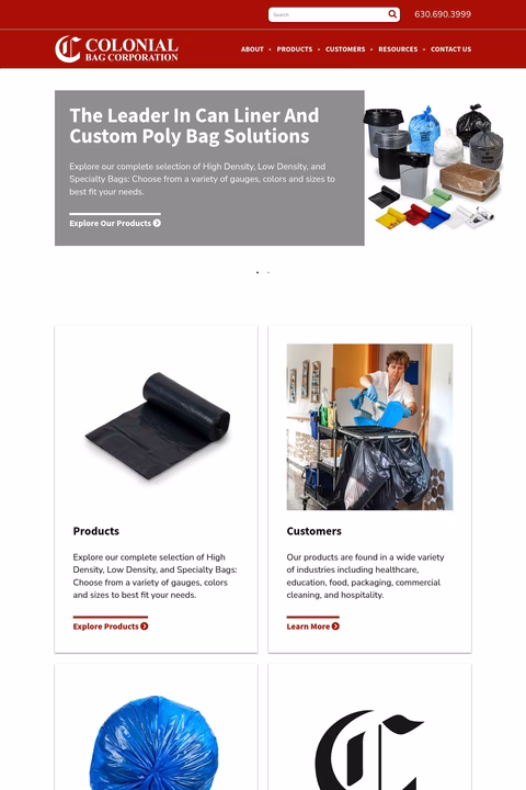 Colonial-Bag-Company Homepage 1440px