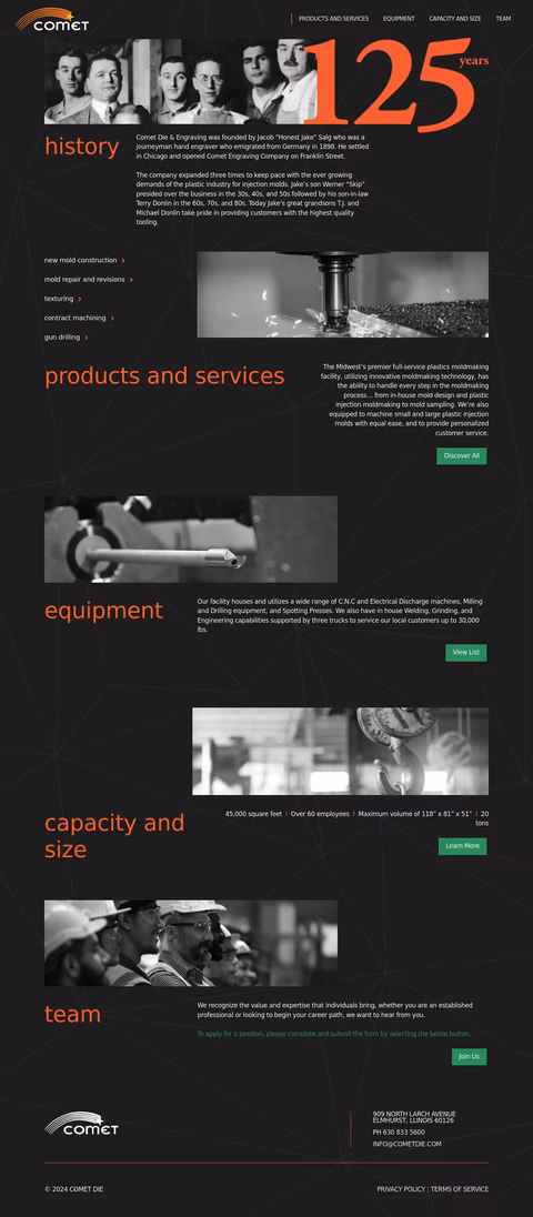 Comet-Die-Engraving-Co Homepage 1440px