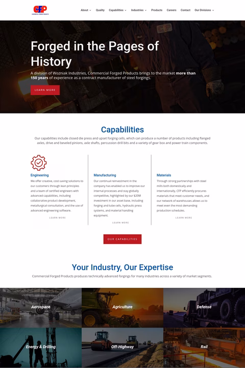Commercial-Forged-Products Homepage 1440px