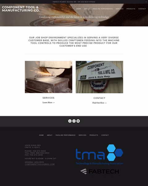 Component-Tool-Manufacturing-Co Homepage 1440px