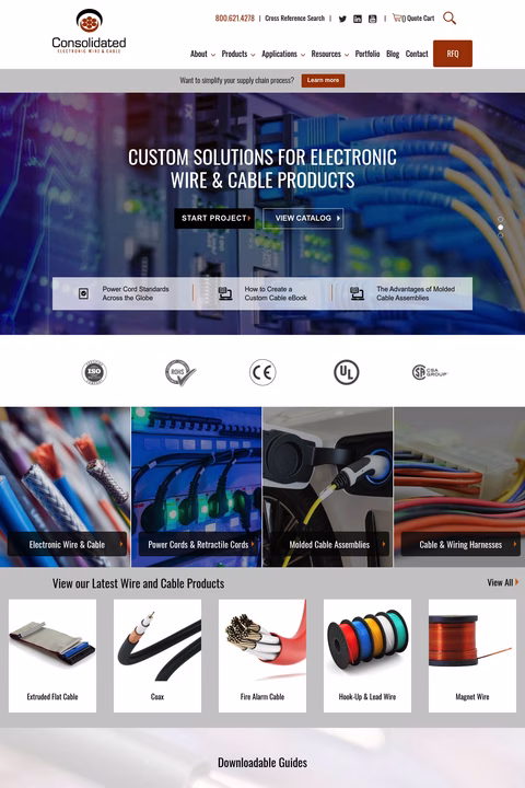 Consolidated-Electronic-Wire Homepage 1440px