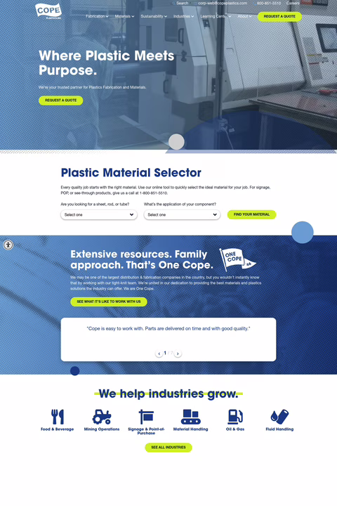 Cope-Plastics Homepage 1440px