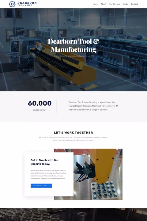 Dearborn-Tool-Manufacturing Homepage 1440px