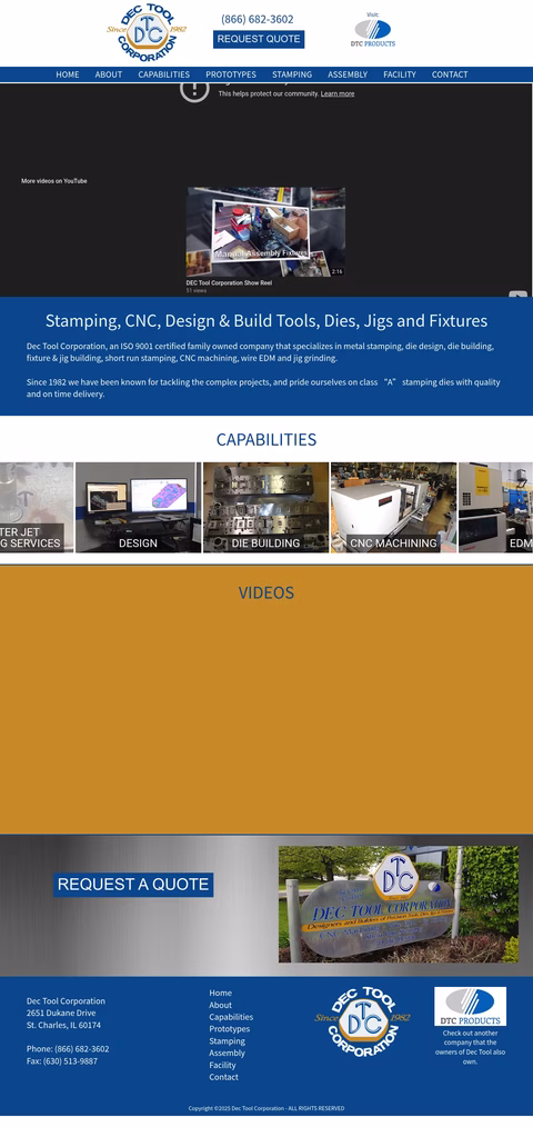 Dec-Tool-Corporation Homepage 1440px
