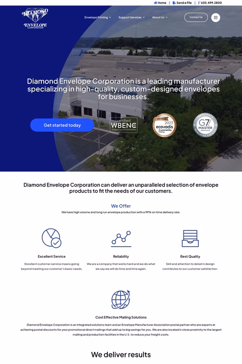 Diamond-Envelope-Corporation Homepage 1440px