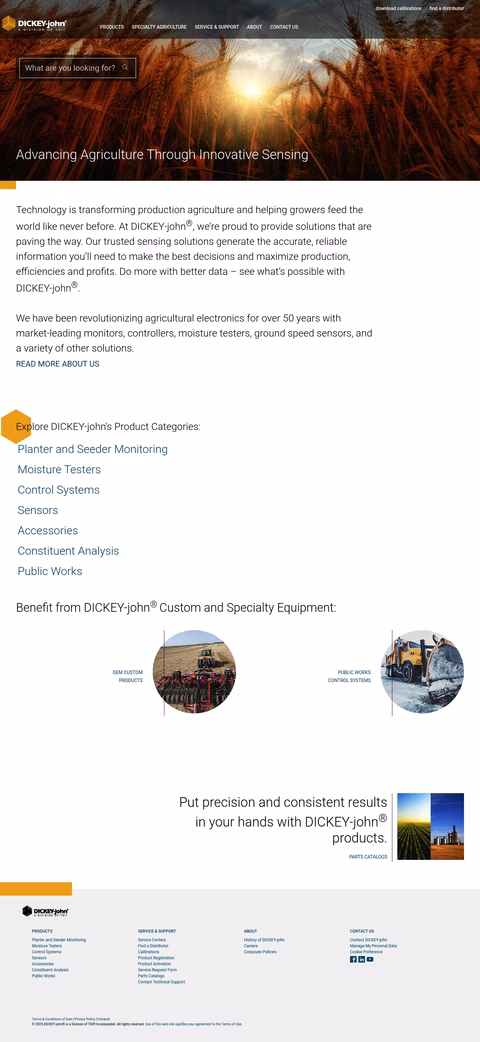 Dickey-John Homepage 1440px