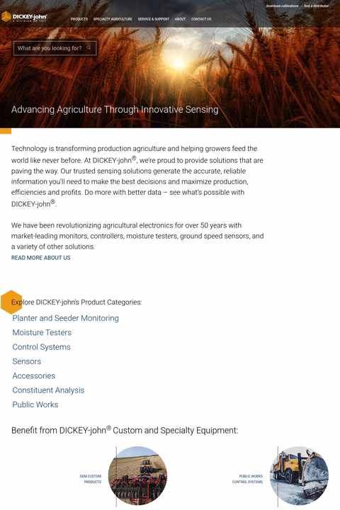 Dickey-John Homepage 1440px
