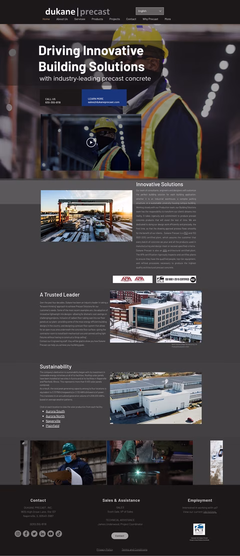 Dukane-Precast Homepage 1440px