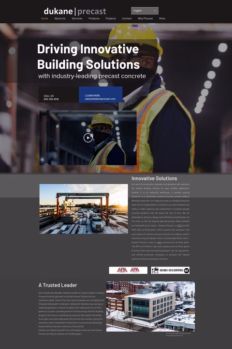 Dukane-Precast Homepage 1440px