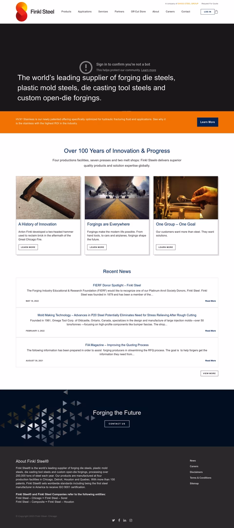 Finkl-Steel Homepage 1440px