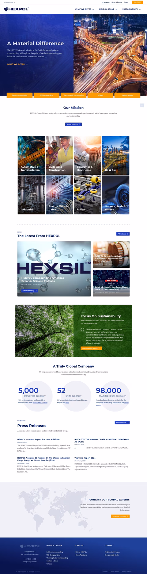 Hexpol-Group Homepage 1440px