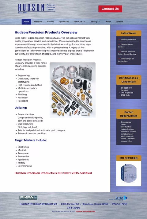 Hudson-Precision-Products Homepage 1440px
