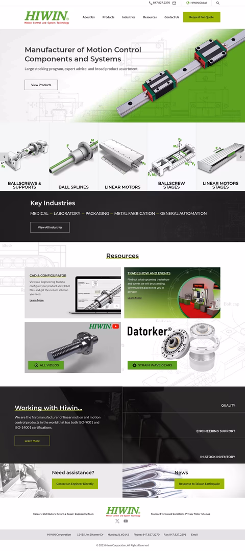 Hiwin-Corporation Homepage 1440px