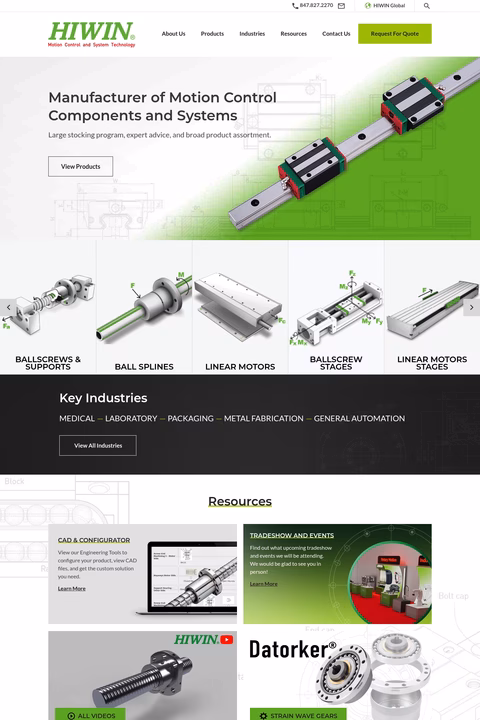 Hiwin-Corporation Homepage 1440px