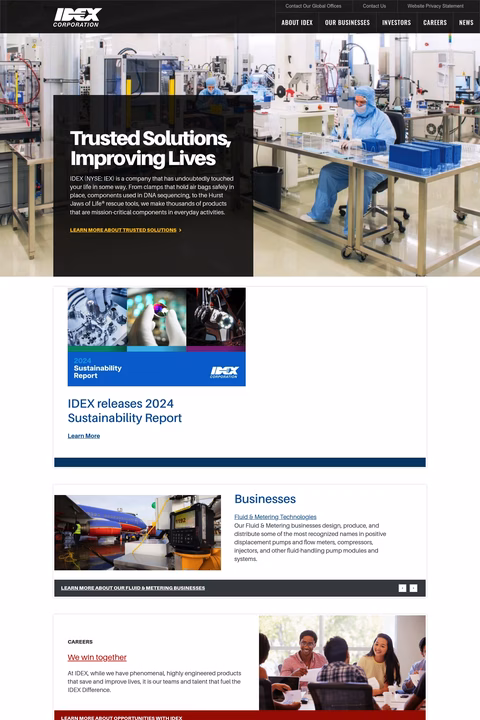 Idex-Corporation Homepage 1440px