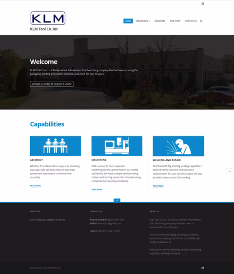 Klm-Tool-Inc Homepage 1440px