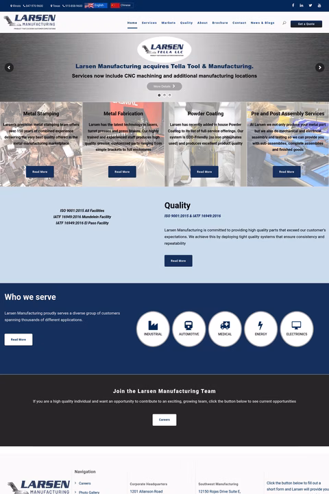 Larsen-Manufacturing Homepage 1440px