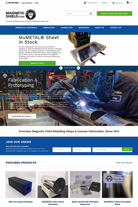 Magnetic-Shield-Corporation Homepage 1440px