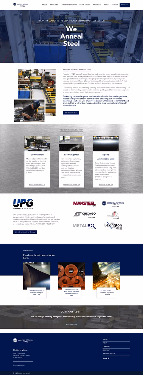 Mapes-Sprowl-Steel Homepage 1440px