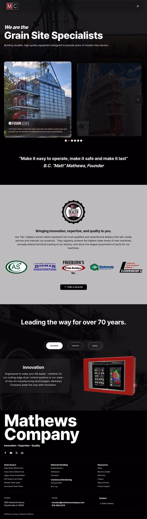 Mathews-Company Homepage 1440px