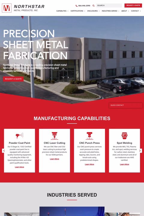 Northstar-Metal-Products Homepage 1440px