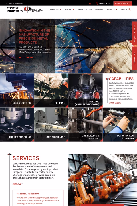 Ohare-Metal-Products Homepage 1440px