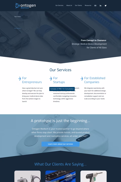 Ontogen-Medtech Homepage 1440px