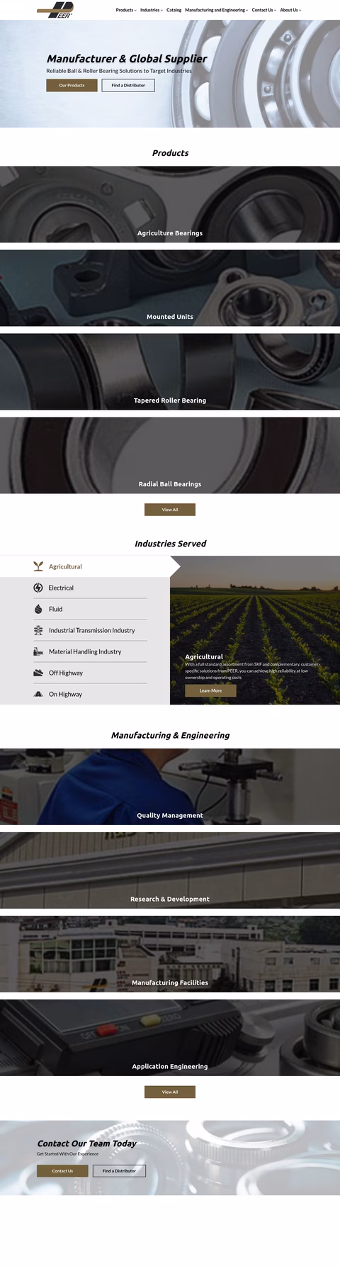 Peer-Bearing-Company Homepage 1440px