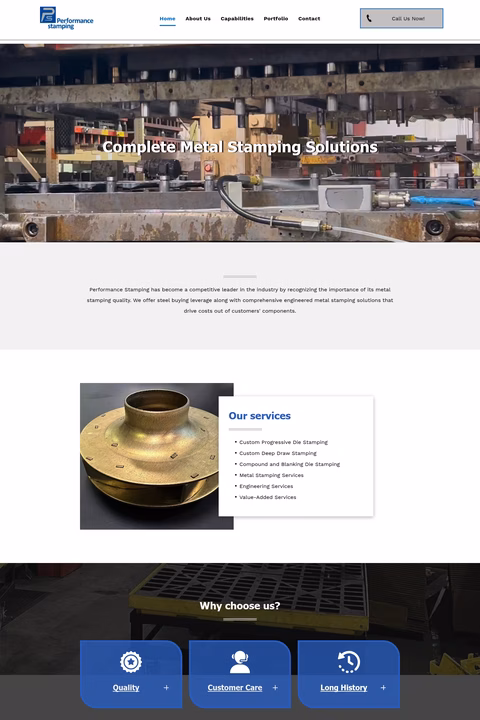 Performance-Stamping-Co Homepage 1440px