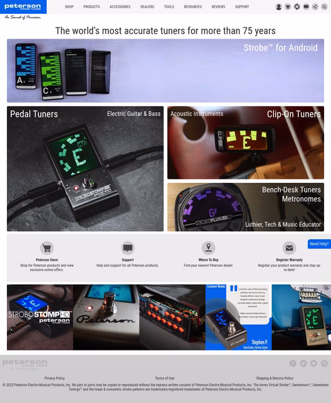 Peterson-Electro-Musical-Products Homepage 1440px