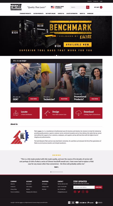 Platt-Luggage-Inc Homepage 1440px