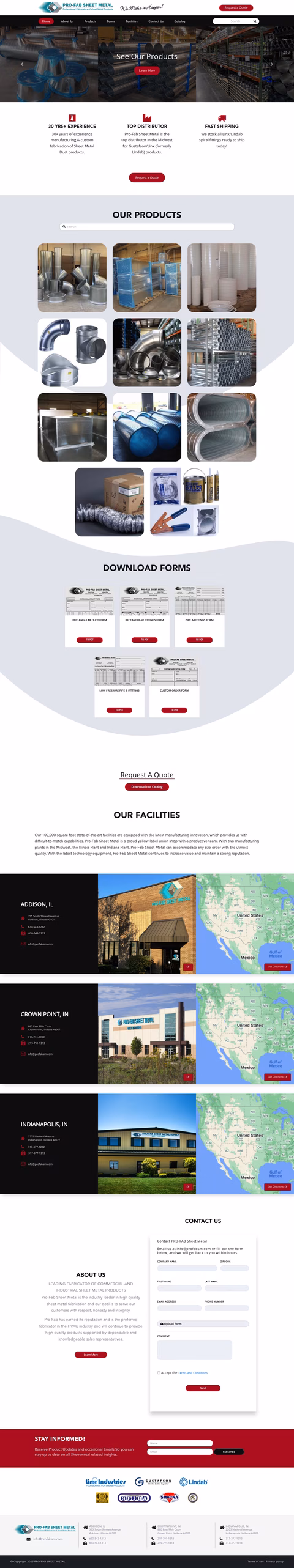 Pro-Fab-Sheet-Metal Homepage 1440px