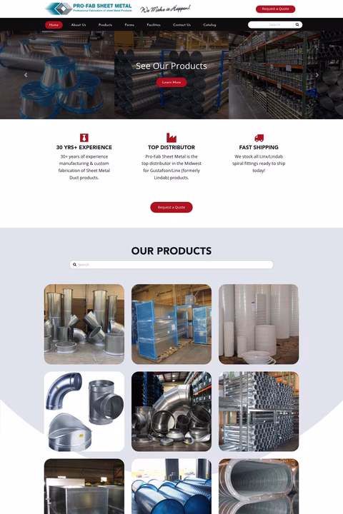 Pro-Fab-Sheet-Metal Homepage 1440px