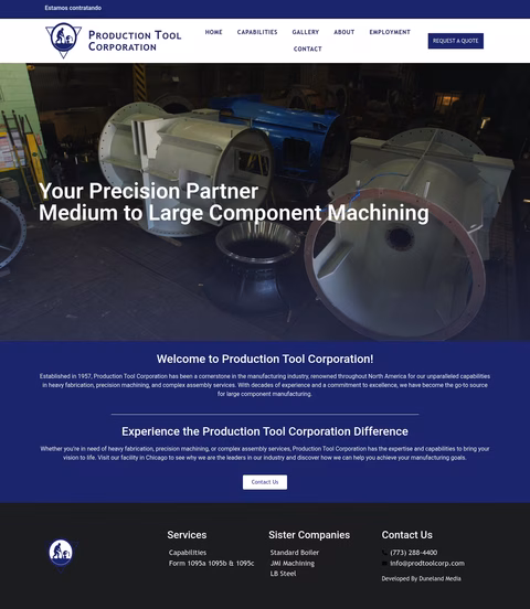 Production-Tool-Corporation Homepage 1440px