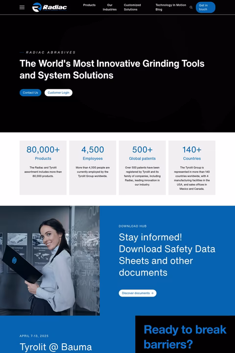 Radiac-Abrasives Homepage 1440px