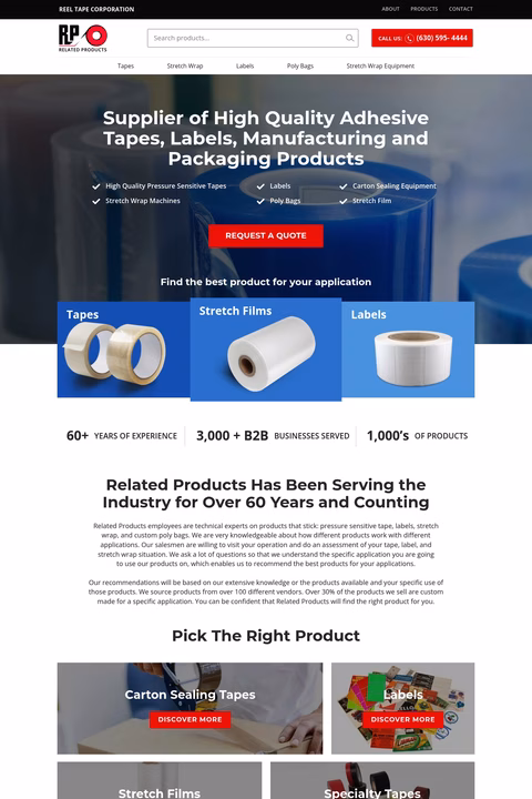 Reel-Tape-Corporation Homepage 1440px