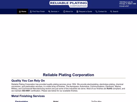 Reliable-Plating Homepage 1440px